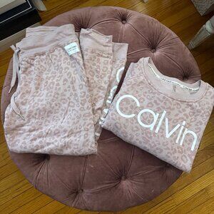 CALVIN KLEIN PERFORMANCE- MAUVE PINK LEOPARD MATCHING SET